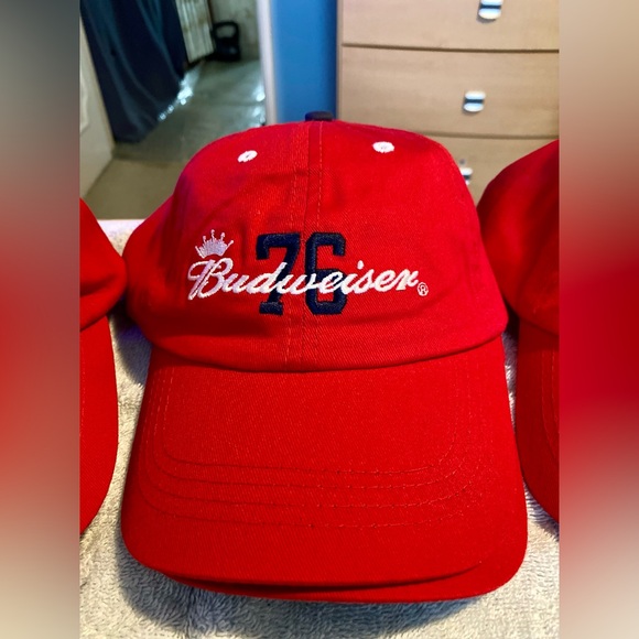 4 Brand new Budweiser 76 embroidered baseball caps. Adjustable Velcro closure. - Picture 4 of 4